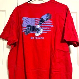 Columbia Red Men’s T-Shirt with Eagle and Flag Design